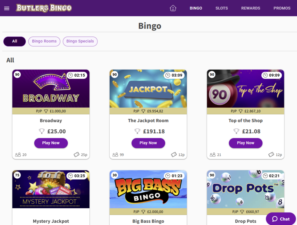 Butlers Bingo - Top UK Bingo Games sites