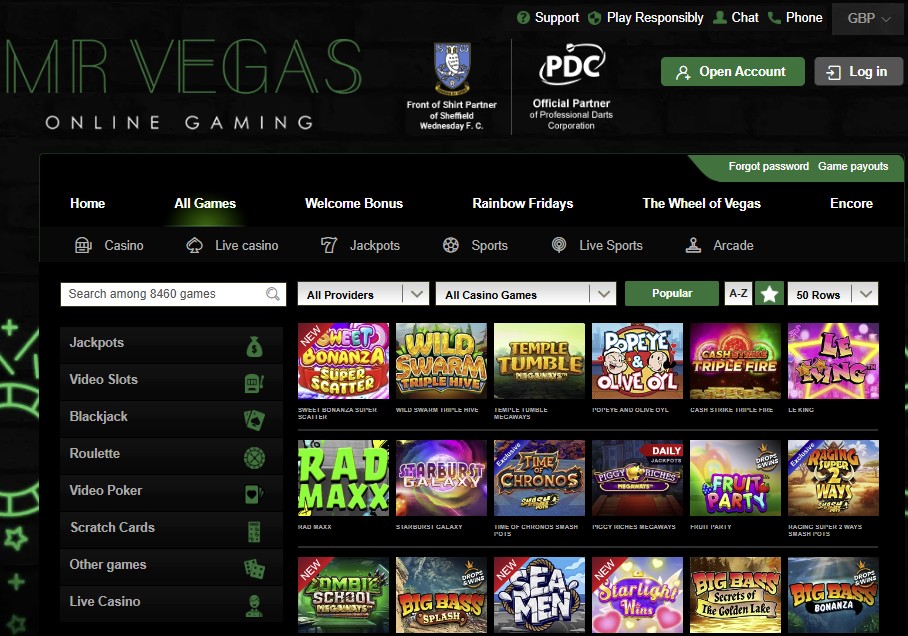 Top UK Casino Games Sites with +8,000 games - mr Vegas