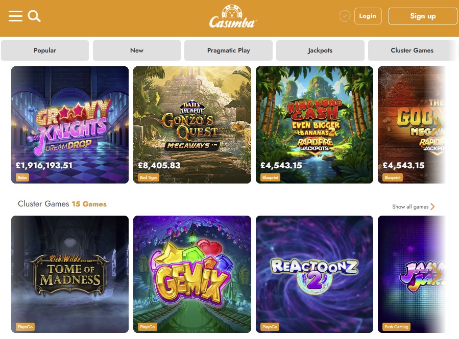 most popular online casinos UK - Casimba